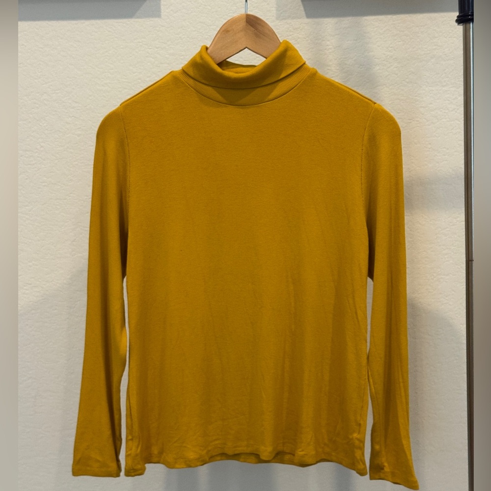 Unique Vintage Mustard Ribbed Turtleneck Top 1X Retro Pinup